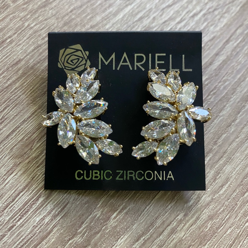 Mariell Gold CZ Bridal Earrings